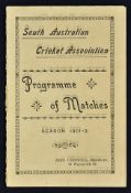 1901/02 South Australian Cricket Association 'Programme of Matches' a pocket size single card