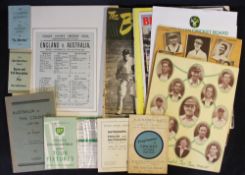 Mixed Cricket Ashes and Tour Items including printed England v Australia 1880 framed sheet,