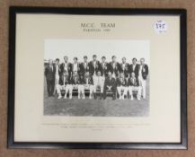 1969 Cricket MCC Team Photograph in Pakistan 1969, framed and glazed. From the personal collection