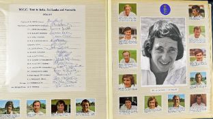 Cricket Album of Ashes Centenary Test Match Melbourne 1977 ephemera including photos, postcards, M.