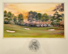 Waugh, Bill (contemporary) "THE FOURTH GREEN PINEHURST CC" - watercolour signed by the artist c/w