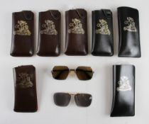 Group of Cricket Tour Player Sunglasses including 4 India & Sri Lanka 1981/82, 3 in brown leather