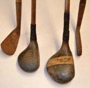 2x Shoorflite clubs and others (4) to incl striped topped driver and a mashie; small headed
