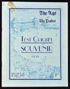 1938 The Age and The Tender Test Cricket Souvenir Published by David Syme & Co, some pages filled