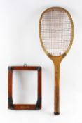 T.H. Prosser & Sons 'Special Corona' Tennis Racket c.1900 with a concave wedge and a wooden ridge