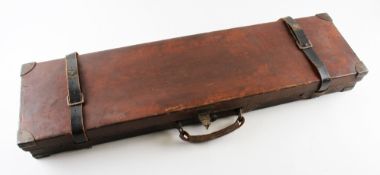 Leather Gun Case - leather laid over wood, with textile inners and various compartments, with