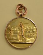 1937/8 9ct gold golf winners medal - engraved on the reverse "L.H.G.C-Saturday 1937-8 - 1st Class -