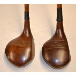 2x interesting socket heads woods to incl E Whitcombe large domed head pointed toe driver and a