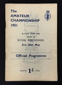 1951 Official Amateur Championship Golf Programme - played at Royal Porthcawl - the first time the