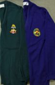 Two Cricket Jumpers one in blue with 1880 - 1980 Centenary Test Match embroidered badge, other in