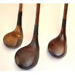3x various woods to incl Ralph Smith brassie, striped topped lofted driver and a brassie with