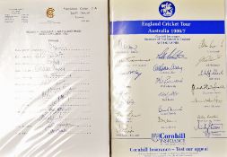 Folder of 1970-2000's Cricket The Ashes Signed Sheets mainly team and tour sheets, mostly England