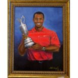 Waugh, Bill (contemporary) "TIGER WOODS" - giclee canvas print signed by the artist no.18/20 -