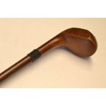 Original Sunday golf walking stick - light stained persimmon head handle with horn sole insert, rear