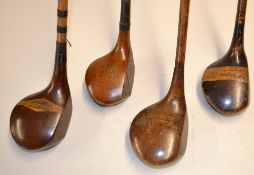 4x various woods to incl R Forgan Crown Deluxe Spoon, P Rainford Blackpool striped top spoon, D