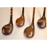 4x various woods to incl R Forgan Crown Deluxe Spoon, P Rainford Blackpool striped top spoon, D