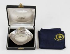 1973 Cricket Association of Bengal Silver Dish engraved to the centre with a repousse design to