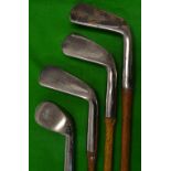 Rare and early set of 4x Bussey & Co London patent steel socket irons - to incl rut iron with 5"