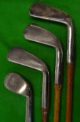 Rare and early set of 4x Bussey & Co London patent steel socket irons - to incl rut iron with 5"