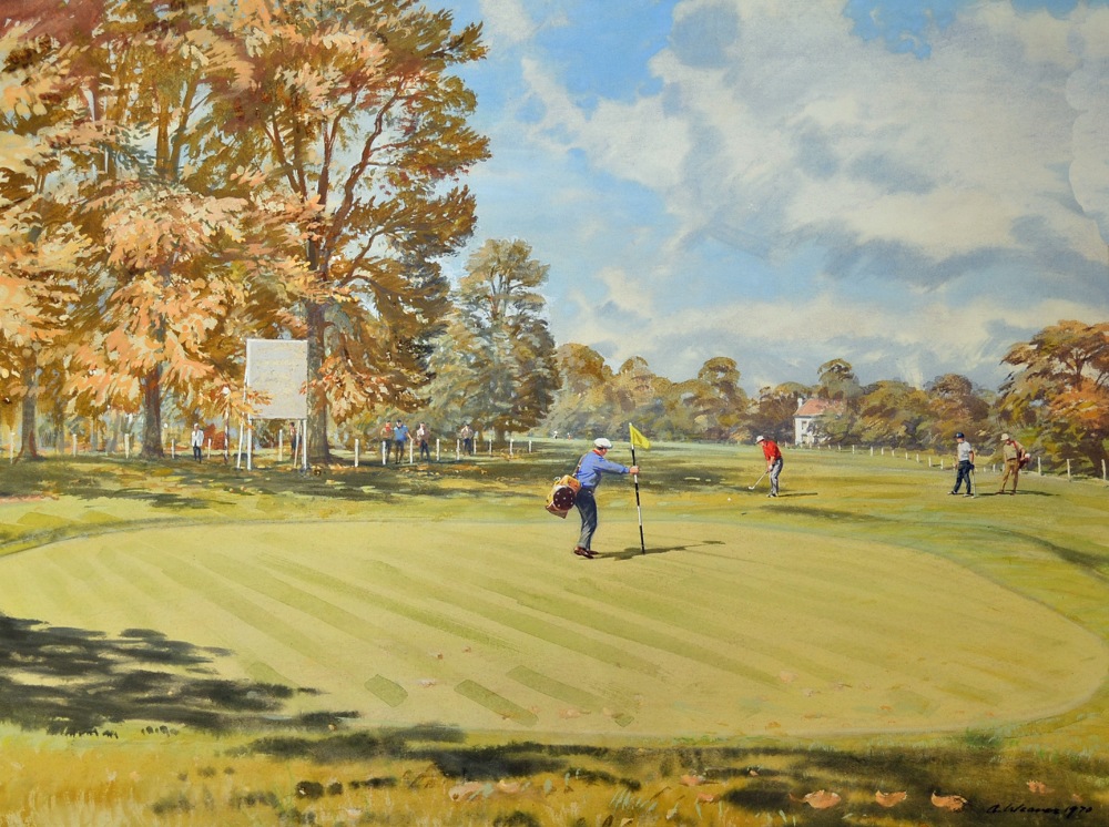 Weaver, Arthur (b.1918 - 2008) "PLAYING THE 18TH GREEN WENTWORTH - WEST COURSE" - original water