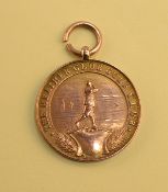 1928 The Heather Club Golf Club 9ct Gold medal engraved on the reverse "D. Fleming -1928"- the