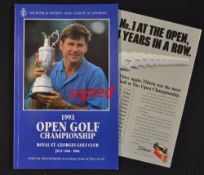 1993 Open Golf Championship programme signed by the winner Greg Norman - played at Royal St