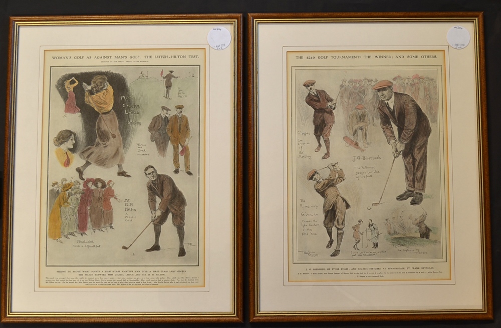 Reynolds, Frank (After) 2x COLOURED GOLF TOURNAMENT PRINT MAGAZINE EXTRACTS - both Sketches from