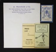 London Tennis Maker H. Preston Publications includes 'The Sports Trader - Lawn Tennis Rules', '