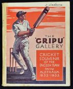 1932-33 Bodyline The 'Gripu' Gallery Cricket Souvenir Booklet of the English Team touring