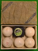 5x North British "Pin Hi No.1 Mesh" golf balls and box - one in the makers original black paper