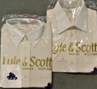 Two Cricket MCC Tour White Shirts with blue lion embroidered badges by Lyle & Scott, both medium