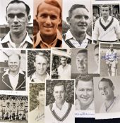 Australian Cricket Singed Player Photocards including Don Bradman, Ken Mackay, Gil Langley, Graeme