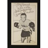 Boxing Autograph - Carmen Basilio Signed Postcard personal inscription to the front 'To my friend S.