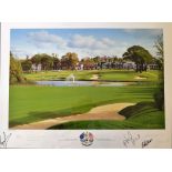 2001 The Belfry Ryder Cup signed ltd ed colour print by - Graeme Baxter - signed by the victorious