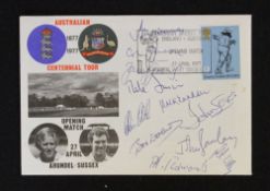 1977 Australian Centennial Tour Signed First Day Cover signed by England players Randall, Old,