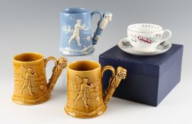 3x Dartmouth ceramic golfing tankards - to incl Blue and White stamped Dartmouth Devon Pottery to