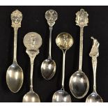 6x various Golf Clubs silver spoons - from the early 1924 onwards - all with embossed golfing figure
