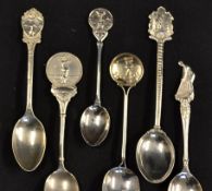 6x various Golf Clubs silver spoons - from the early 1924 onwards - all with embossed golfing figure