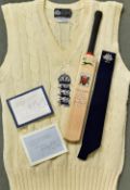 Cricket Geoffrey Boycott worn Sweater and 1969-70 England Tie both with signed papers, tie paper