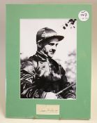 Horse Racing Sir Gordon Richards Autograph - a signed clipping below a print, mounted and ready to