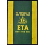 The Australian XI 1938 English Tour ETA Radio Score Book partially filling in ink throughout. Fair