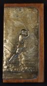 Fine 1910 silver embossed golfing figure panel - hallmarked Birmingham 1910 and stamped with Rd.