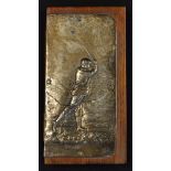 Fine 1910 silver embossed golfing figure panel - hallmarked Birmingham 1910 and stamped with Rd.