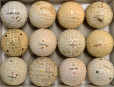 12x various square dimple golf balls incl 9x unused - The Mono, Silver King, Goblin, Spalding and