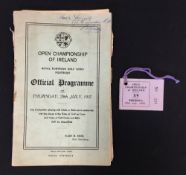 Scarce 1937 Open Golf Championship of Ireland official programme and tickets - played at Royal