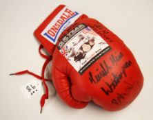 'Terrible' Tim Weatherspoon Signed Boxing Glove with '25th Year Anniversary' v Frank Bruno print