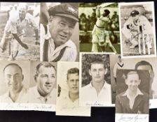 Australian Cricket Signed Player Postcards including Neil Barry, Don Bradman, Bill O'Reilly, Gil