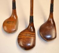 3x good looking driving golf clubs - to incl Spalding Golf Medal shallow face Triple striped