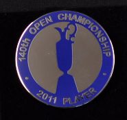 2011 Royal St George's Open Golf Championship Player's Enamel Badge - won by Darren Clarke his first