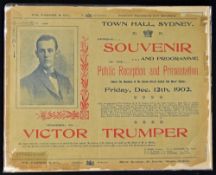 1902 Official Sounvenir and Programme Tendered to Cricketer Victor Trumper souvenir and programme of